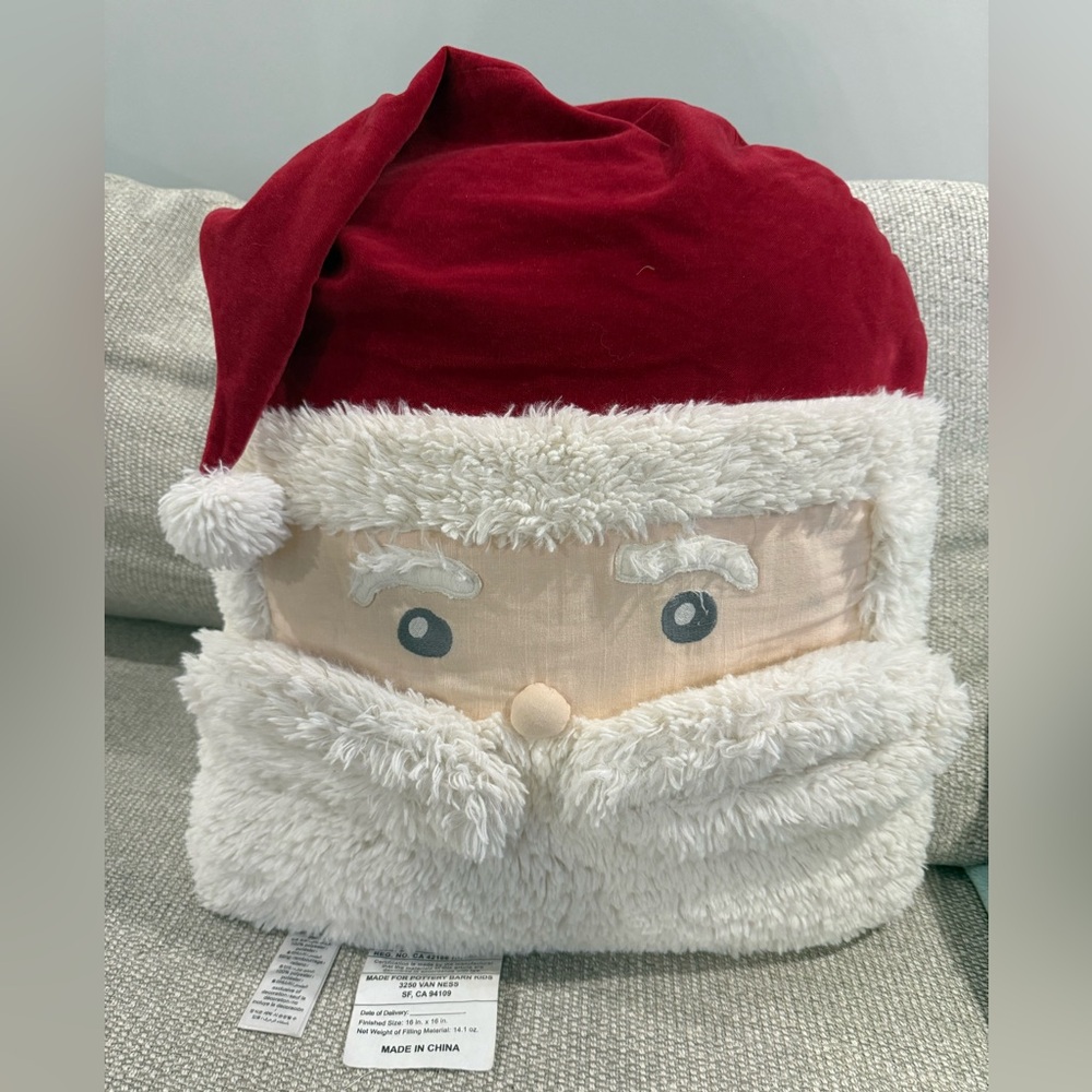 Pottery barn Festive  Santa Pillow